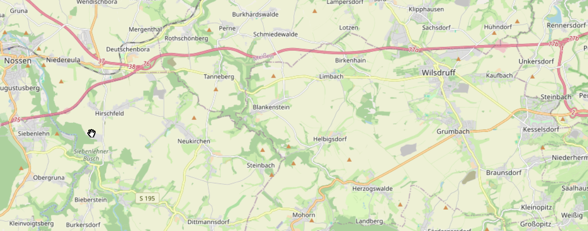 Screenshot BAB4 und S195 (Dittmannsdorf),  Screenshot Open Data Commons Open Database-Lizenz (ODbL)