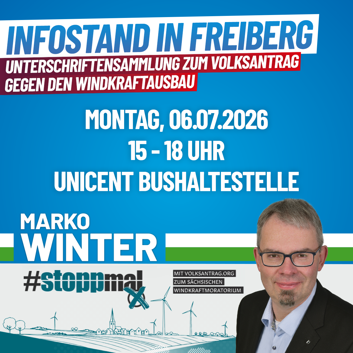 Unterschriftensammlungen für den Volksantrag in Freiberg - u.A. am 6. Juli 2026